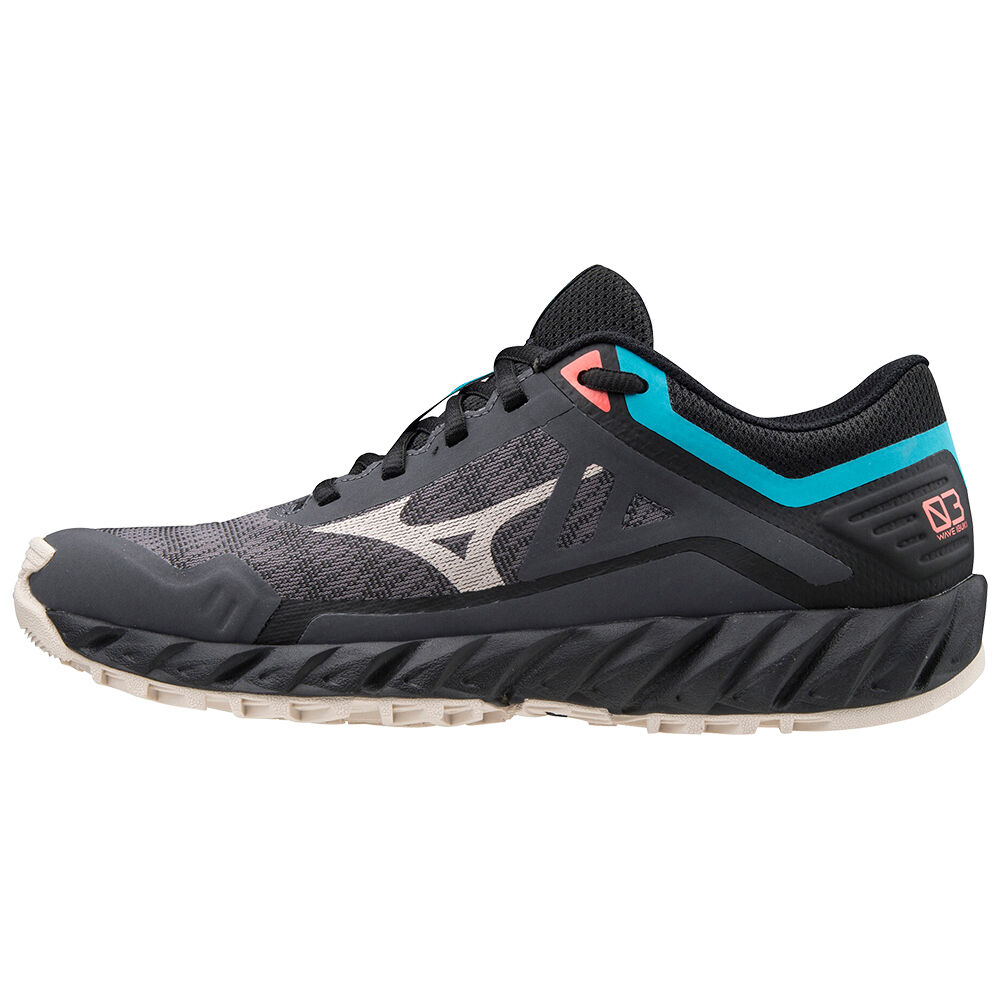 Mizuno Wave Ibuki 3 - Bayan Trail Koşu Ayakkabısı - Siyah/Gri/Mavi Türkiye (XYSBZW-451)